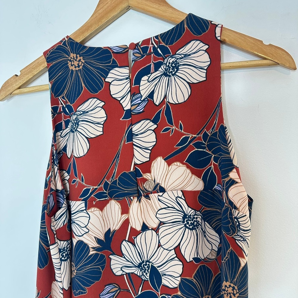 Artisan NY Floral Dress Sleeveless Red Blue White Size 6 Casual - Picture 6 of 8